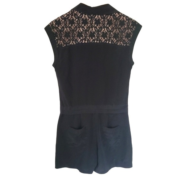 Marc By Marc Jacobs Black Tan Lace Illusion Silk Romper‎ 2 - Picture 4 of 6